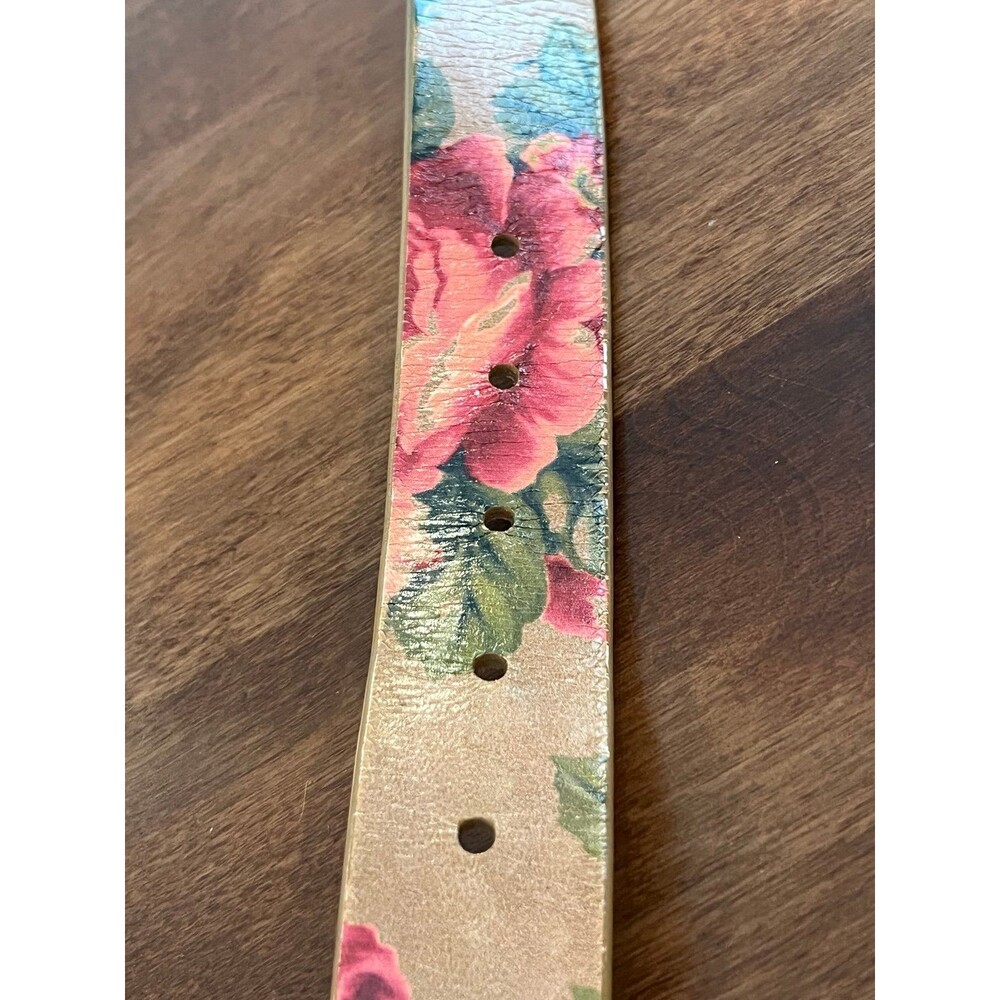 Patricia Nash Vietri Floral Leather Brown Belt Size Large - Picture 3 of 12